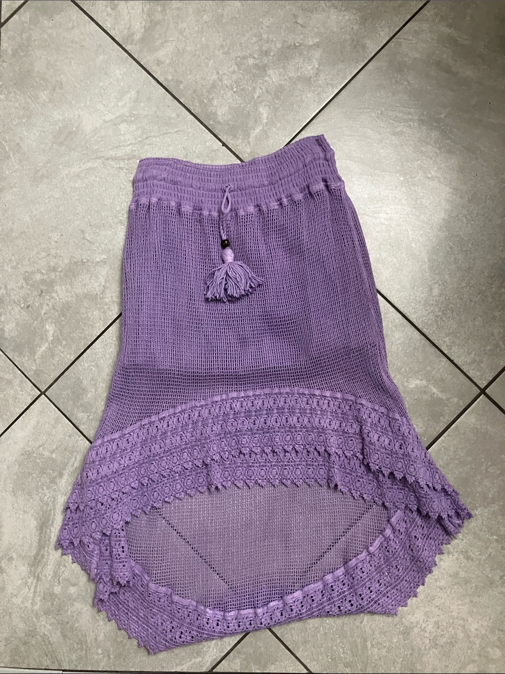 Women's Crochet High-Low Skirt - Lavender